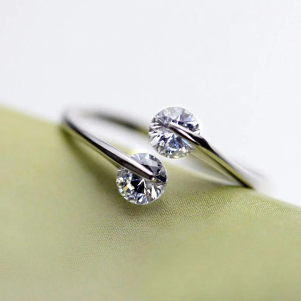 NEW Simulated Diamond Bypass Ring | White Gold Plated Sterling‎ Silver